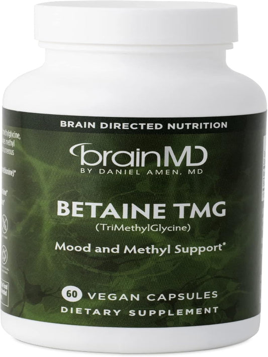 Dr Amen BrainMD Betaine TMG - 60 Capsules - Mood & Methyl Support - Gluten Free - 30 Servings Nirvana Guru