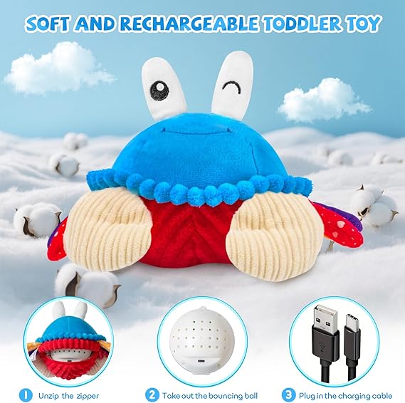 Baby Toys 12-18 Months, Musical Crawling Crab Plush Toy - 40 Songs & Recording Feature, Dancing Walking Moving Bouncing Tummy Time Toy, Sensory Toys for Toddlers 1-3, Birthday Gifts for Infants nirvanaguru