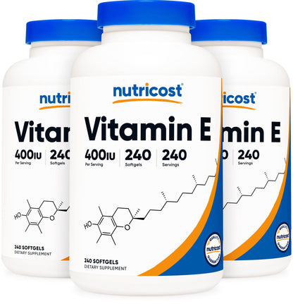 Nutricost Vitamin E 400 IU, 240 Softgel Capsules - Gluten Free, Non-GMO Nirvana Guru