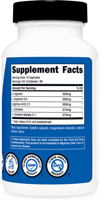 Nutricost Nitric Oxide Booster 2250mg, 180 Capsules - 750mg Per Casule, 60 Servings - Gluten Free and Non-GMO