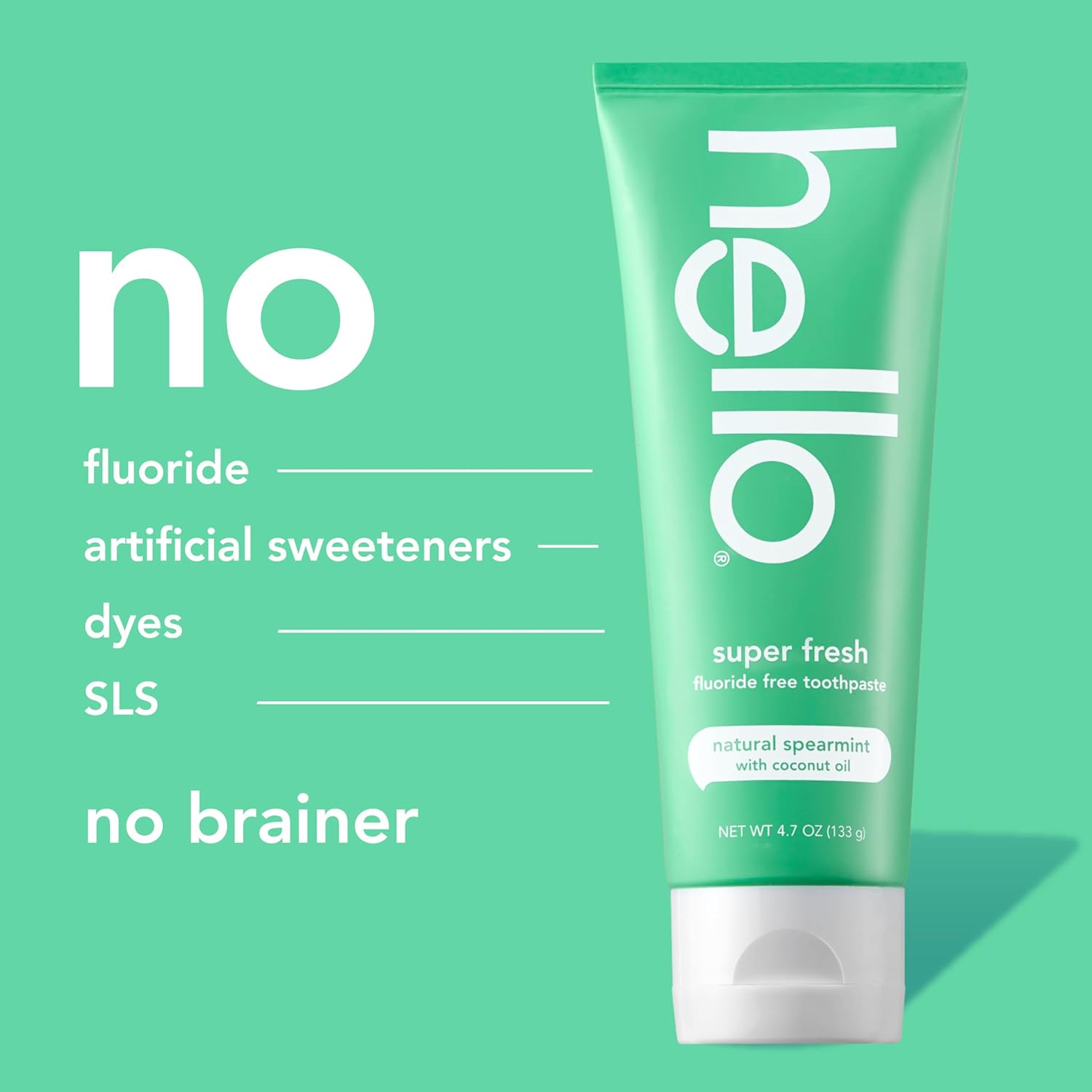 hello Super Fresh Fluoride Free Toothpaste, Toothpaste for Bad Breath, Helps Remove Surface Stains, Natural Spearmint, 3 Pack, 4.7 Oz Tubes Nirvana Guru