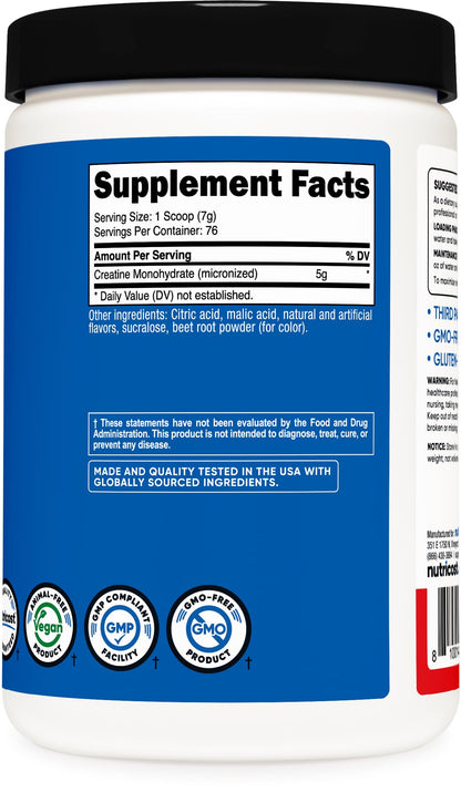 Nutricost Creatine Monohydrate Micronized Powder 500G, 5000mg Per Serv (5g) - 100 Servings, 17.9 Oz Nirvana Guru
