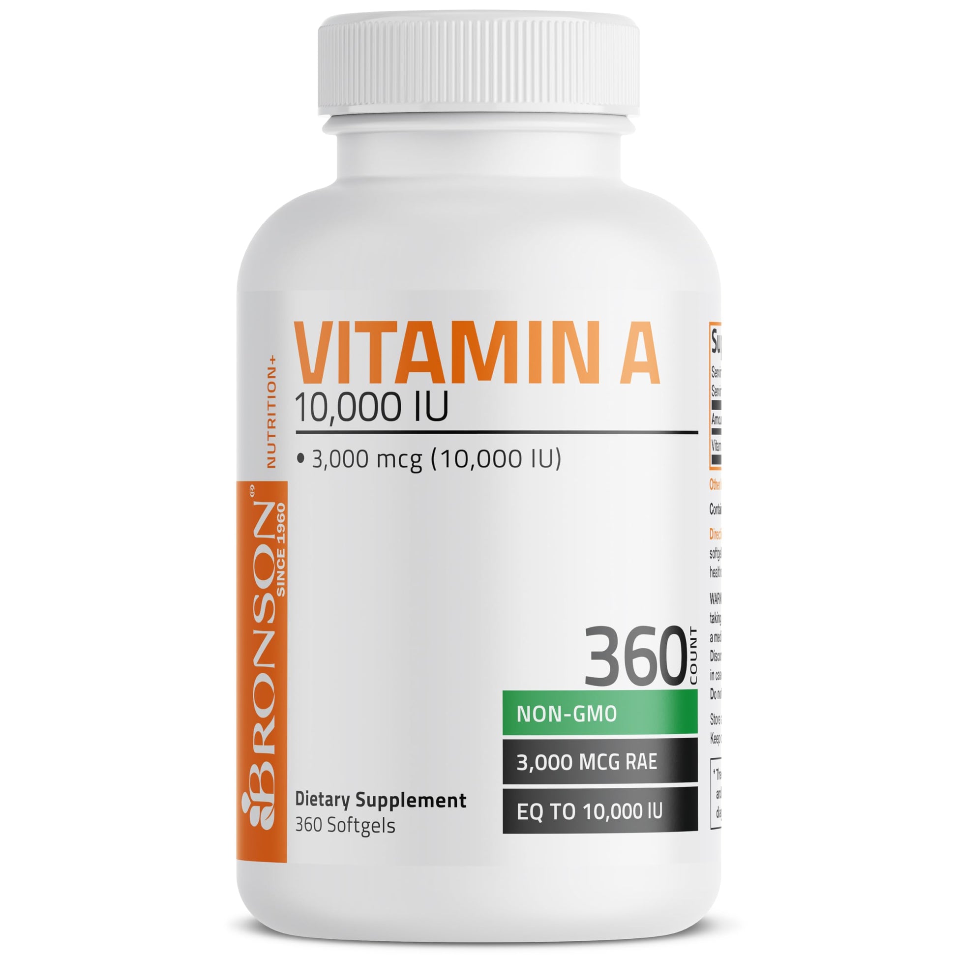 Bronson Vitamin A 10,000 IU Premium Non-GMO Formula Supports Healthy Vision & Immune System and Healthy Growth & Reproduction, 250 Softgels Nirvana Guru