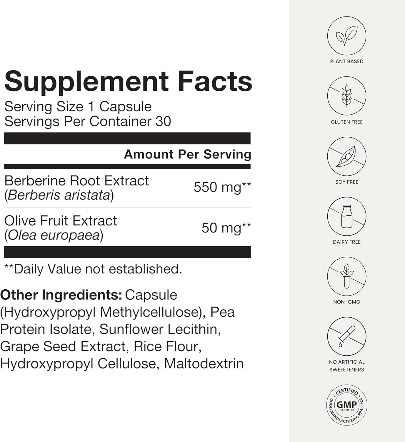 HumanN SuperBerine Berberine Supplement - Cholesterol & Metabolic Clinically Researched Support - High Absorbency Formula with Olive Leaf Extract - 30 Capsules - Nirvana Guru