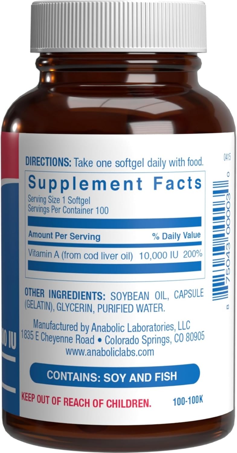 Vitamin A 10000 IU Softgels - Clinical Formula Vitamin A Supplement from Cod Liver Oil with Broad Spectrum Retinoids for Eye Care Vision Support & Reproductive Health - Made in The USA - 100 Servings Nirvana Guru