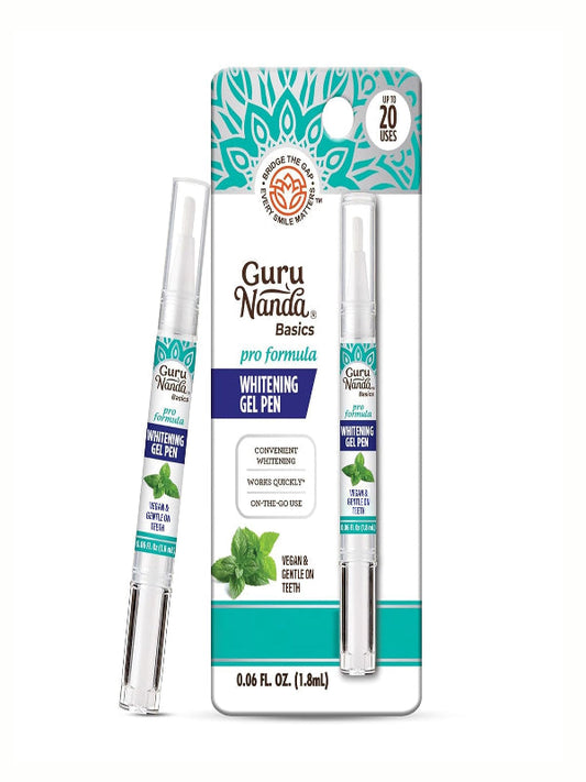 GuruNanda Teeth Whitening Pen,(0.06 fl oz)-20 Uses, Vegan & Gentle on Teeth Pro Formula - Hydrogen Peroxide Whitening Gel Pen, Cruelty-free, Mint Flavor Nirvana Guru