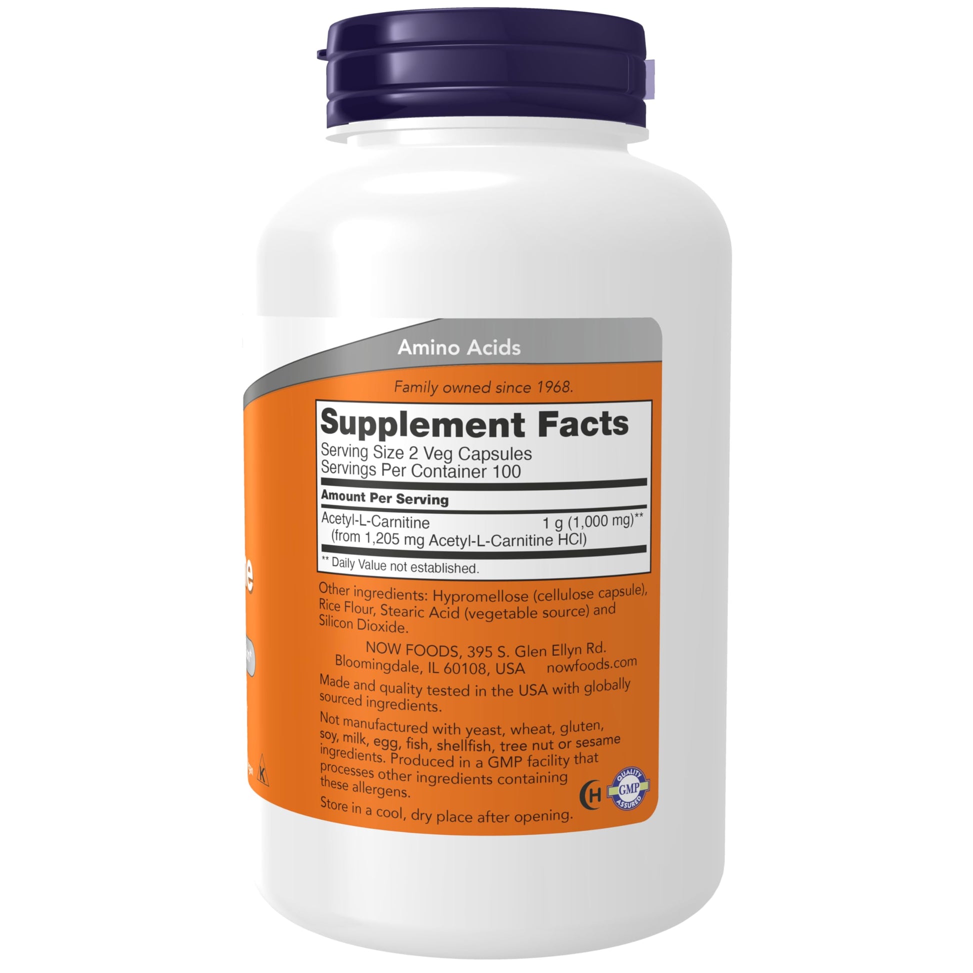 NOW Foods Supplements, Acetyl-L Carnitine 500 mg, Amino Acid, Brain And Nerve Cell Function*, 200 Veg Capsules - Nirvana Guru