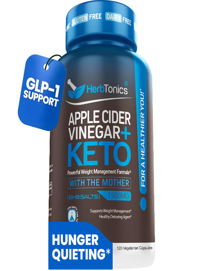 Herbtonics GLP-1 Support Supplement – Apple Cider Vinegar Capsules & Keto BHB | Keto Diet Pills for Women & Men | Supports Appetite & Metabolic Function | 60 Keto ACV Capsules - Nirvana Guru