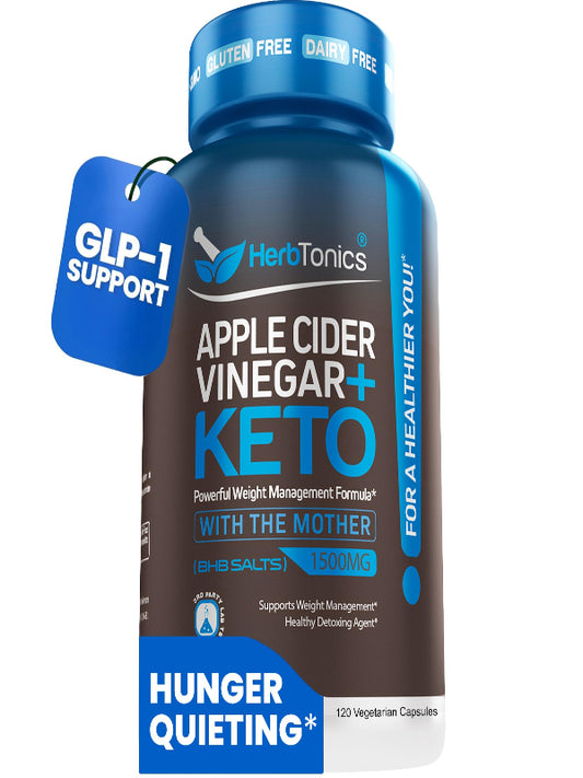 Herbtonics GLP-1 Support Supplement – Apple Cider Vinegar Capsules & Keto BHB | Keto Diet Pills for Women & Men | Supports Appetite & Metabolic Function | 60 Keto ACV Capsules - Nirvana Guru
