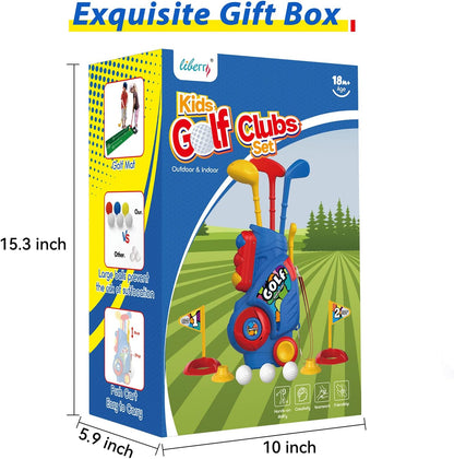 Liberry Toddler Golf Set with Putting Mat for 2 3 4 5 Years Old Boys Girls, Upgraded Kids Golf Cart with Unique Shoulder Strap Design, Indoor and Outdoor Golf Toys Nirvana Guru