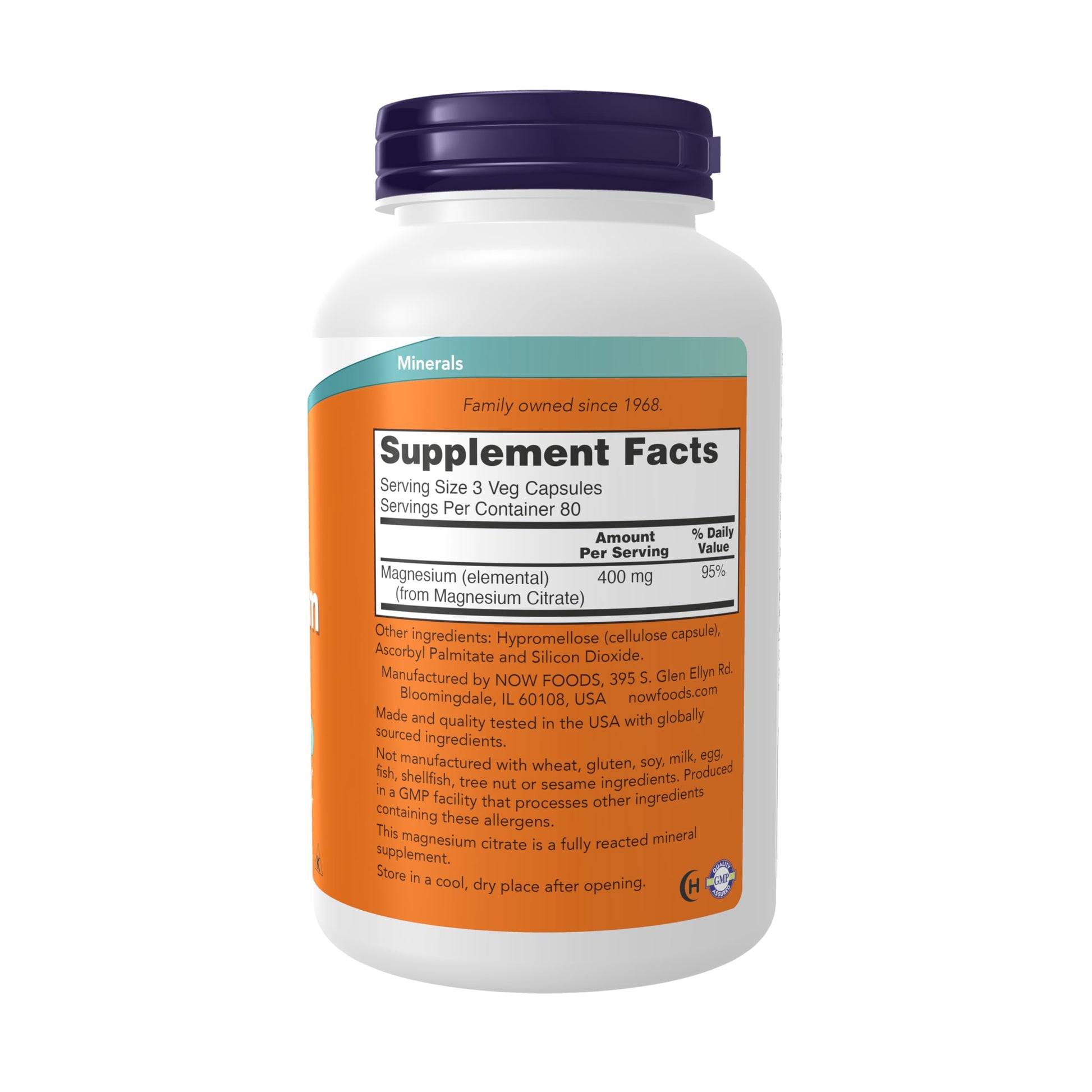 NOW Foods Supplements, Magnesium Citrate, Enzyme Function*, Nervous System Support*, 240 Veg Capsules - Nirvana Guru