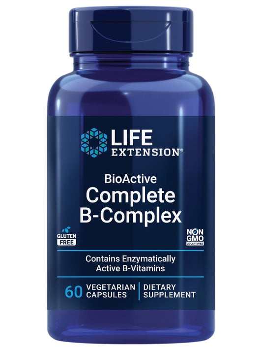 Life Extension BioActive Complete B-Complex, Heart, Brain and Nerve Support, Healthy Energy, Metabolism, Complete B Complex, 60 Vegetarian Capsules Nirvana Guru