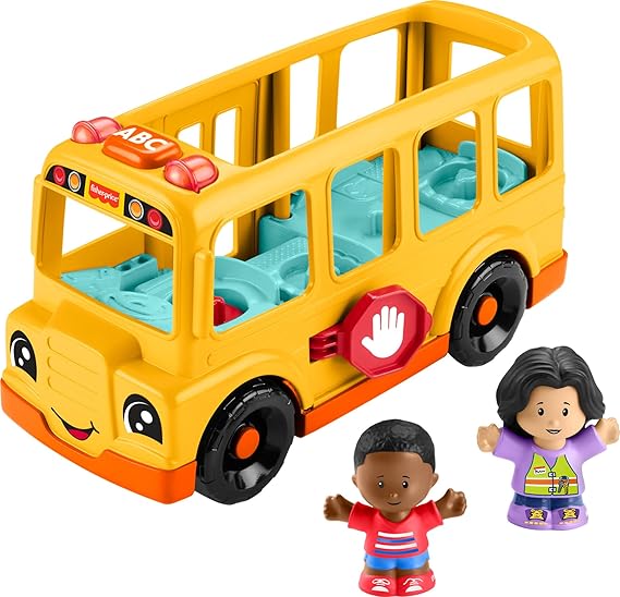 Fisher-Price Little People Toddler Toy School Bus Musical Push-Along Vehicle with 2 Figures for Pretend Play Ages 1+ Years nirvanaguru
