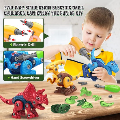 Dinosaur Toys for 3, 4, 5, 6, 7 Year Old Boys, Take Apart Toys with Electric Drill for Kids, STEM Educational Construction Building Toy, Ideal Birthday Christmas Easter Gifts, Incl Tyrannosaurus Rex nirvanaguru