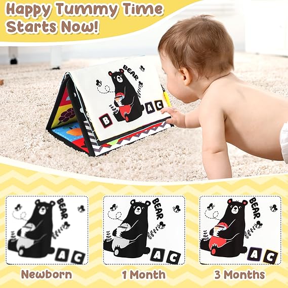 URMYWO Tummy Time Toy - Black and White High Contrast Baby Toys for Newborn - Baby Visual Stimulation Mirror - Montessori Sensory Crinkle Toy for Infant 0-3-6-12 Months - Shower Gift for Boy Girl nirvanaguru