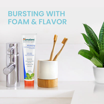 Himalaya Botanique Whitening Complete Care Toothpaste, Teeth Whitening, Fights Plaque, Fluoride Free, No Artificial Flavors, SLS Free, Cruelty Free, Foaming, Simply Mint Flavor, 5.29 Oz, 2 Pack - Nirvana Guru