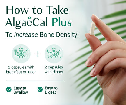 ALGAECAL Organic Red Algae Calcium Supplement for Bone Density, Vitamin K2 MK7 (100mg), Vitamin D3 (1600 IU), Magnesium (350mg) & Trace Minerals & Strength, Easy to Swallow, 120 Veggie Caps Nirvana Guru