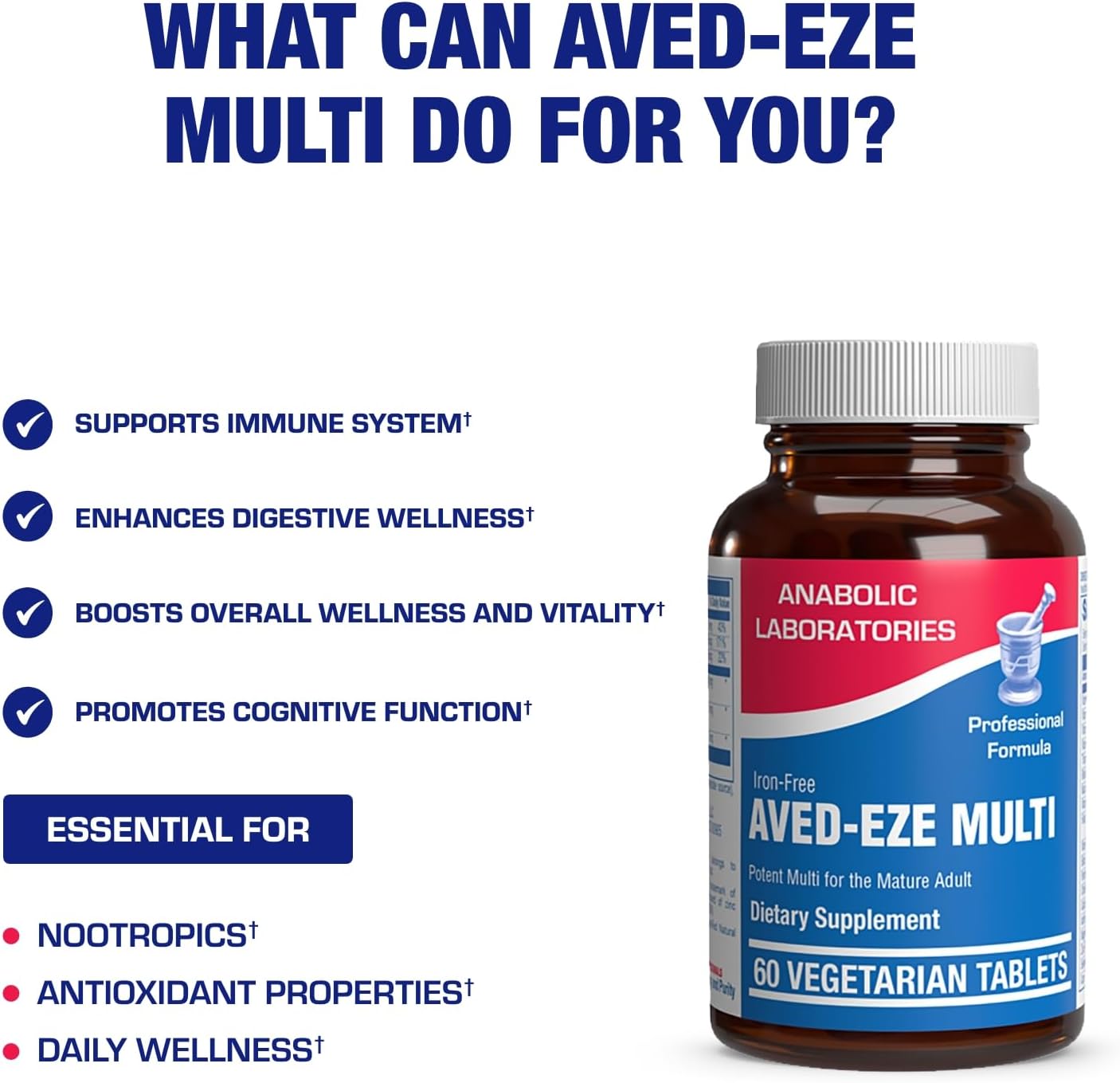 Iron Free Multivitamin for Women 50 and Over - Gentle Easy to Digest Over 50 Multivitamin for Men & Women with 30 Nutrients for Comprehensive Wellness & Immune Support - Made in The US - 30 Servings Nirvana Guru