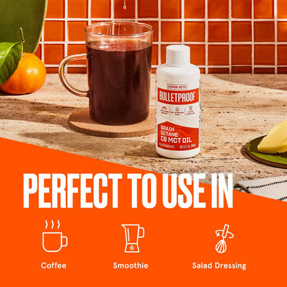 Bulletproof Coconut Brain Octane C8 MCT Oil, 16 Ounces, Premium Keto Supplement for Sustained Energy and Fewer Cravings, Brain and Body Fuel, Unflavored, Add to Coffee and Smoothies