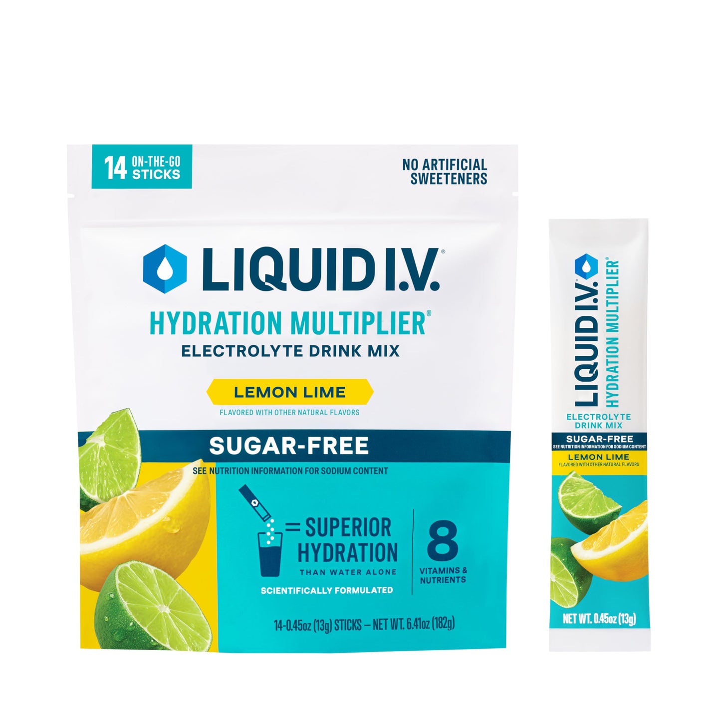 Liquid I.V. Sugar-Free Hydration Multiplier - Lemon Lime – Hydration Powder Packets | Electrolyte Drink Mix | Easy Open Single-Serving Stick | Non-GMO | 14 Sticks - Nirvana Guru