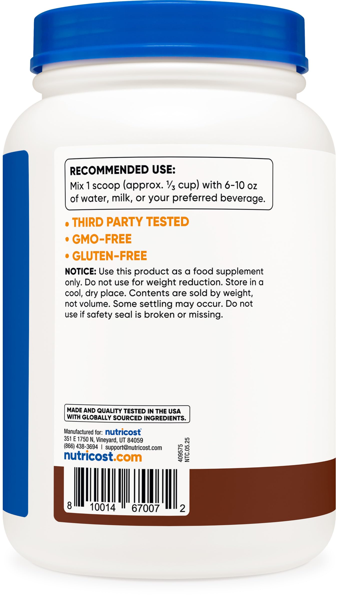 Nutricost Casein Protein Powder 2lb - Micellar Casein, Gluten Free, Non-GMO (Unflavored) - Nirvana Guru