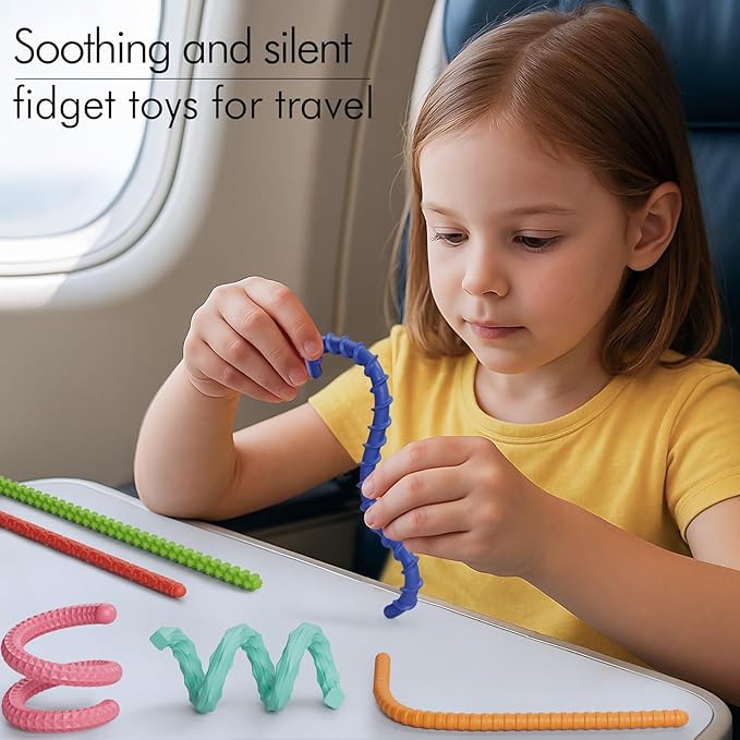 Sensory Fidget Toys for Kids Adults,6PCS Flexible Fidget Sticks for Stress Anxiety Autistic ADHD, Calm Down Travel Airplane Essentials Toys, Stuffers for Teens Kids nirvanaguru