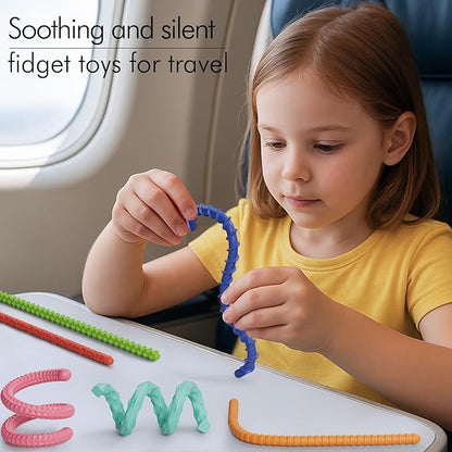 Sensory Fidget Toys for Kids Adults,6PCS Flexible Fidget Sticks for Stress Anxiety Autistic ADHD, Calm Down Travel Airplane Essentials Toys, Stuffers for Teens Kids nirvanaguru