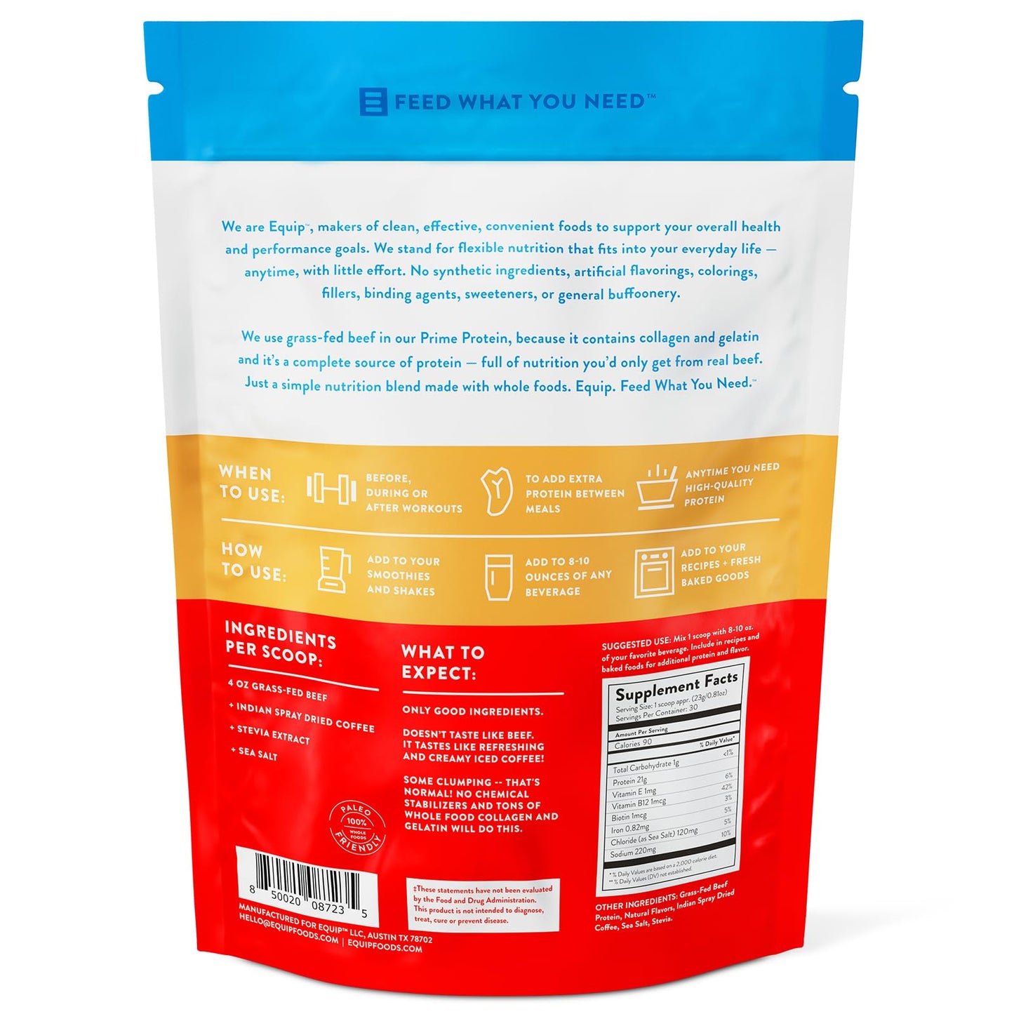 Equip Foods Prime Protein Powder | Clean, Grass Fed Beef Protein Isolate | Carnivore Protein Powder | Paleo, Keto Friendly | Gluten, Dairy Free | Helps Build & Repair Tissue | 30 Servings, Chocolate