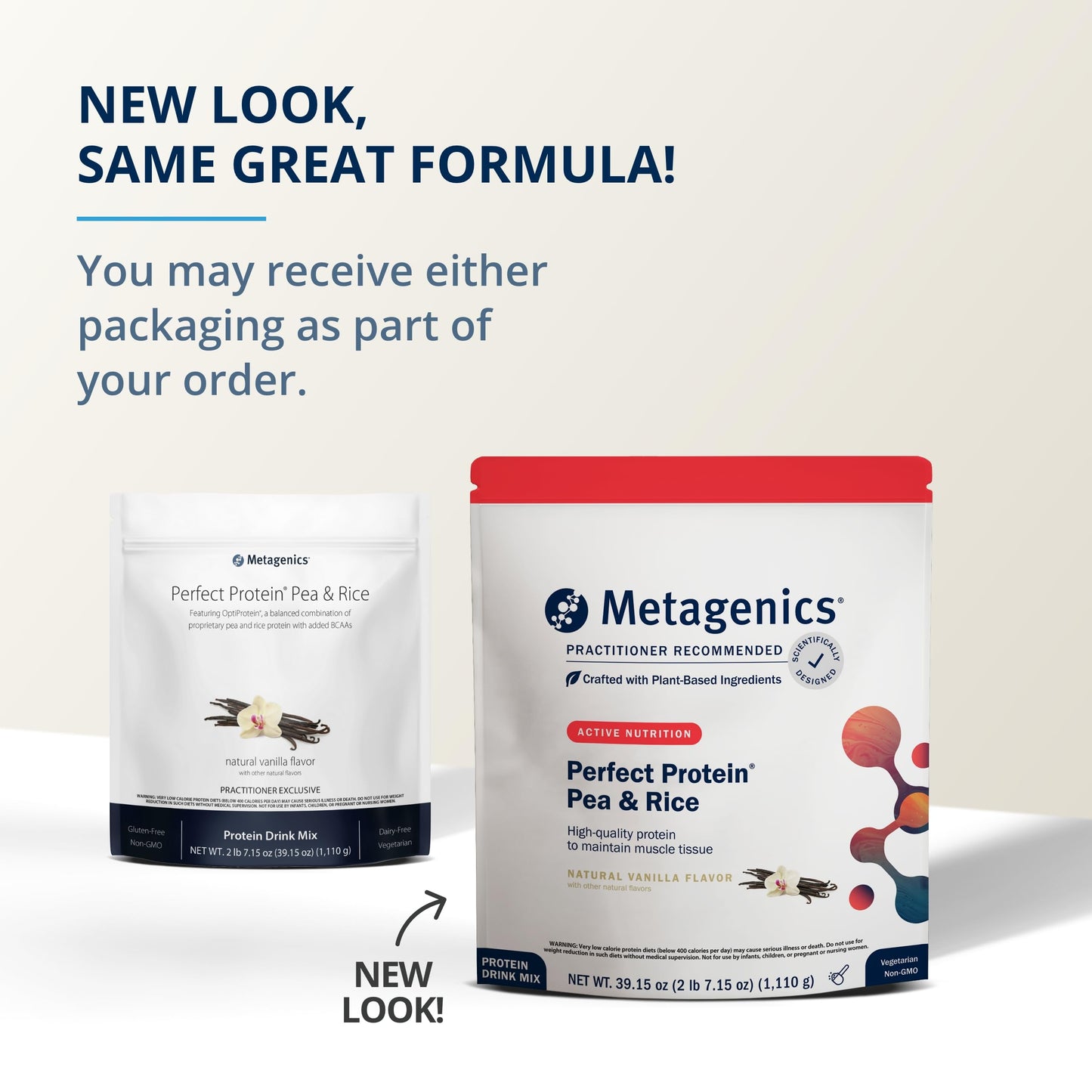Metagenics Perfect Protein Pea & Rice - Featuring OptiProtein, a Balanced Combination of Proprietary Pea and Rice Protein with Added BCAAs - Vanilla Flavor - 30 Servings - 39.15 Oz - Nirvana Guru