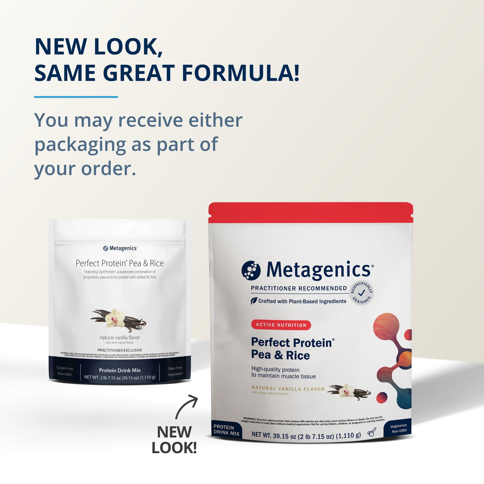 Metagenics Perfect Protein Pea & Rice - Featuring OptiProtein, a Balanced Combination of Proprietary Pea and Rice Protein with Added BCAAs - Vanilla Flavor - 30 Servings - 39.15 Oz - Nirvana Guru
