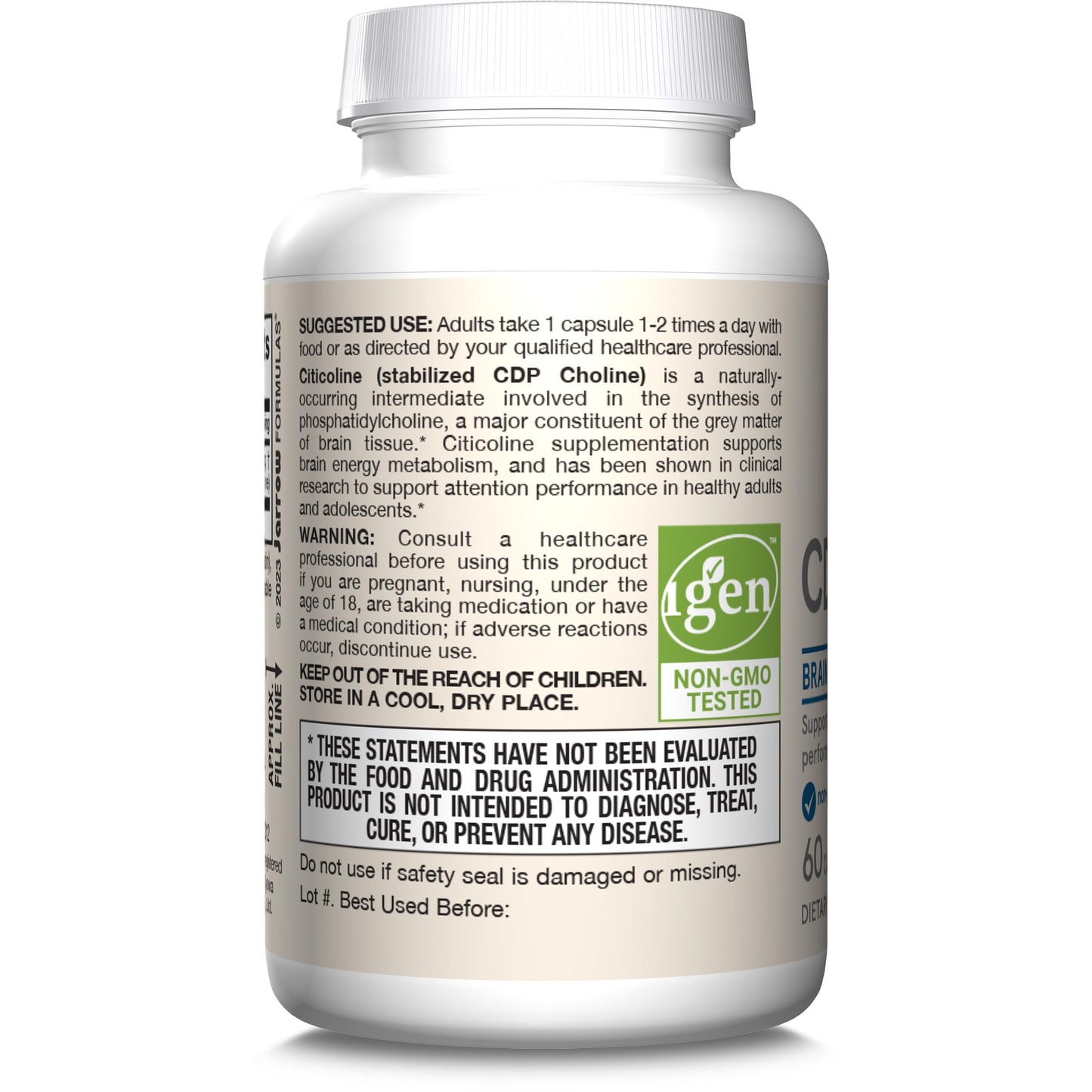 Jarrow Formulas Citicoline CDP Choline 250 MG, CDP Choline Supplement Supports Brain Health, Performance and Memory, 120 Capsules, Up to a 120 Day Supply - Nirvana Guru