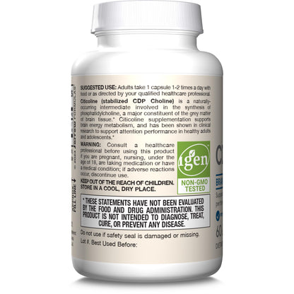 Jarrow Formulas Citicoline CDP Choline 250 MG, CDP Choline Supplement Supports Brain Health, Performance and Memory, 120 Capsules, Up to a 120 Day Supply - Nirvana Guru