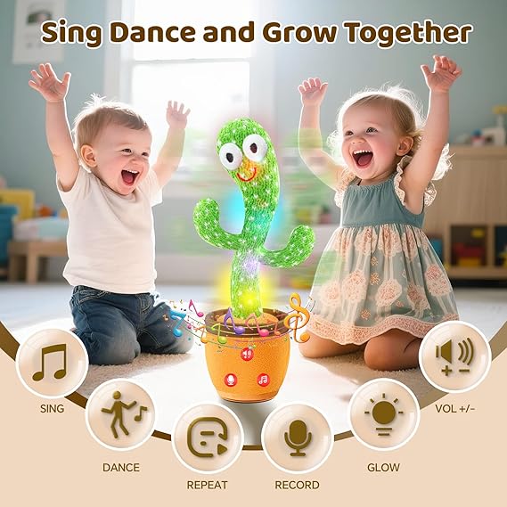 Dancing Talking Cactus Toy for Baby Toddler, Boys Girls Gifts Singing Mimicking Recording Repeating What You Say Baby Toys with 120 English Songs (Adjustable Volume) nirvanaguru