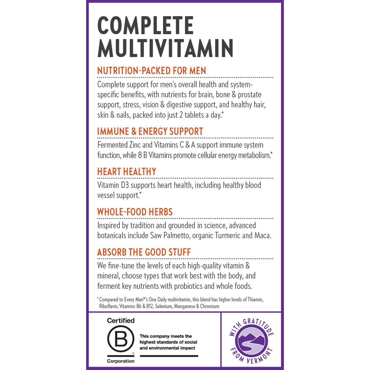 New Chapter Men's Multivitamin Advanced Formula for Stress, Brain, Immune, Heart & Energy Support, Higher Levels of Whole-Food Fermented Essential Nutrients for Men + Selenium + B Vitamins, 120 ct - Nirvana Guru