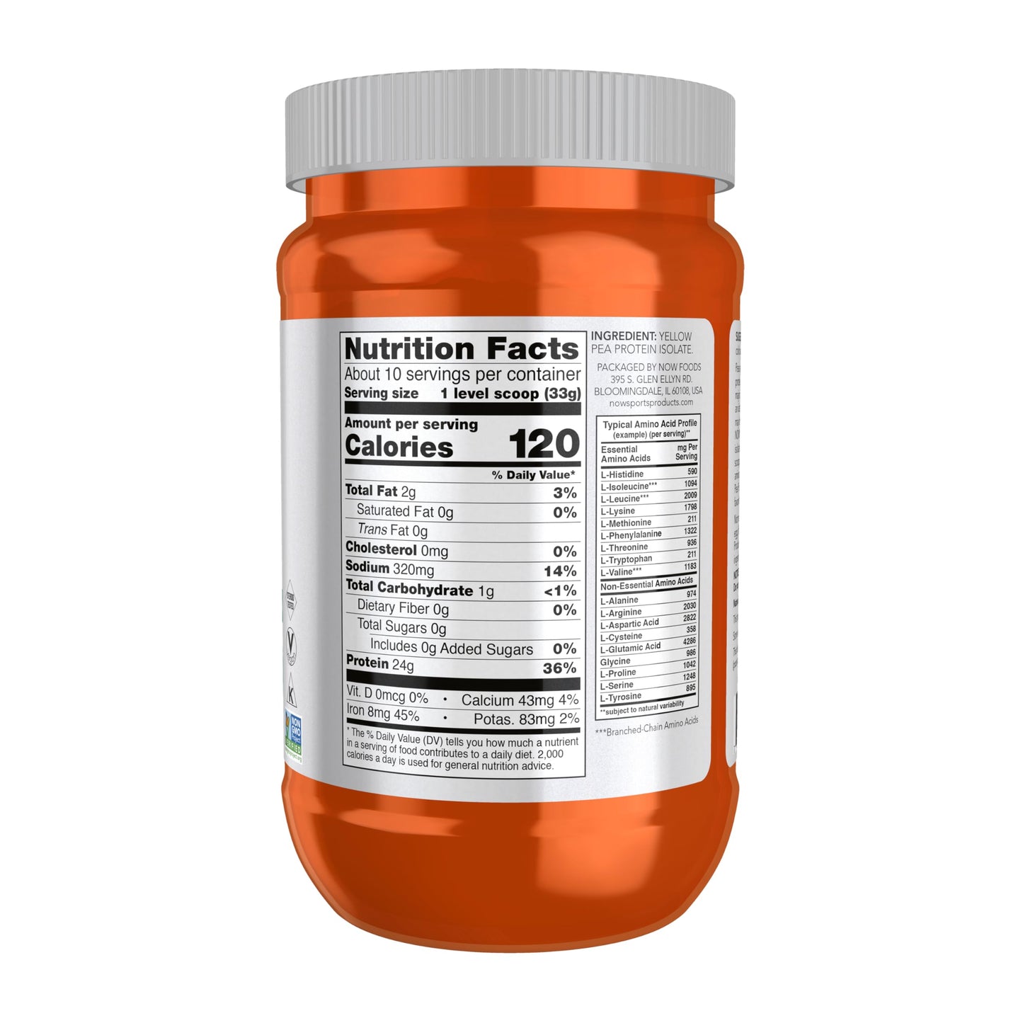 NOW Foods Sports Nutrition, Pea Protein 24 g, Fast Absorbing, Unflavored Powder, 2-Pound - Nirvana Guru