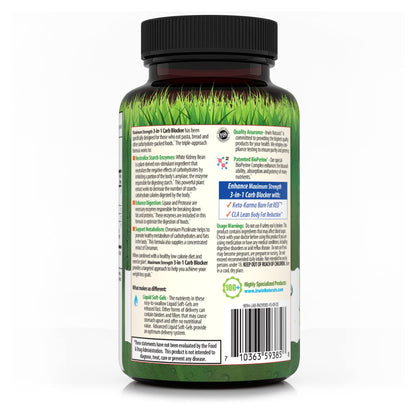 Irwin Naturals Maximum Strength 3-in-1 Carb Blocker - Neutralize Carbohydrates and Support Metabolism - 150 Liquid Softgels - Nirvana Guru
