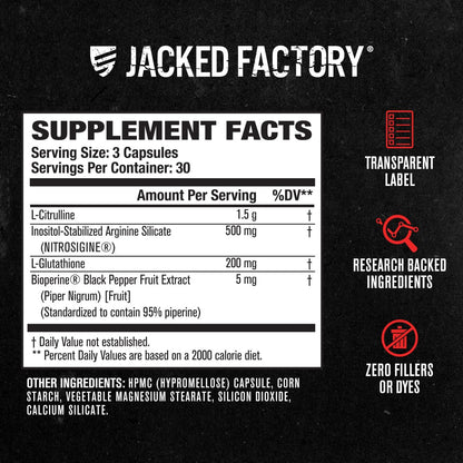 Jacked Factory N.O. XT Nitric Oxide Supplements for Men w/Nitrosigine L Arginine L Citrulline Supplement for Muscle Pumps & Vascularity - Pre Workout Nitric Oxide Booster & Muscle Builder - 90 Caps Nirvana Guru