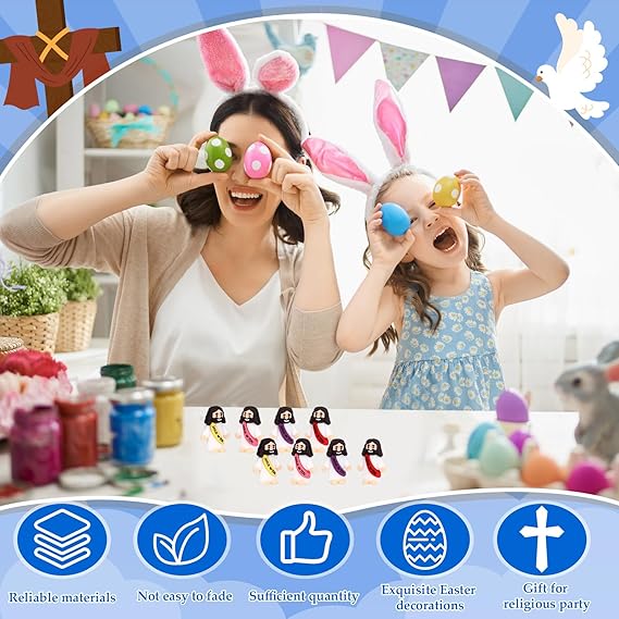 Bememo 100 Pcs Little Jesus Figures Jesus Loves You Original Design Rubber Pocket Toys Little Figures to Hide and Seek Sunday School Religious Party Share Gifts(Bright Colors) Nirvana Guru