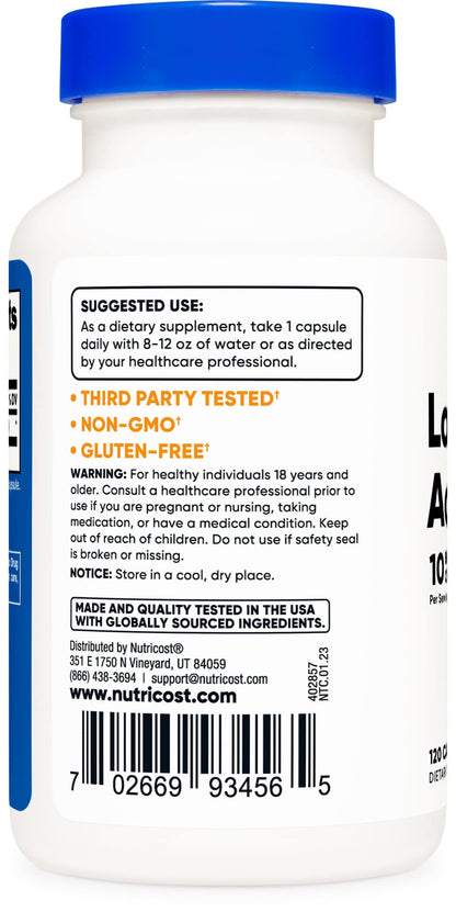 Nutricost Lactobacillus Acidophilus 10 Billion CFU, 120 Vegetarian Capsules - Nirvana Guru