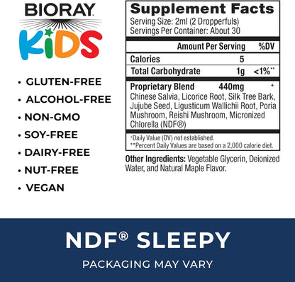 BIORAY Kids NDF Sleepy, Maple - 2 fl oz - Relax The Mind & Rest Through The Night - Non-GMO, Vegan, Gluten Free - 1-2 Month Supply Nirvana Guru