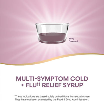 Nature's Way Cold + Flu Relief Syrup*, Umcka, Sore Throat, Cough, Congestion, Fever*, Body Aches*, Phenylephrine Free, Homeopathic, Non-Drowsy, Berry Flavored, 4 Fl Oz (Packaging May Vary) - Nirvana Guru
