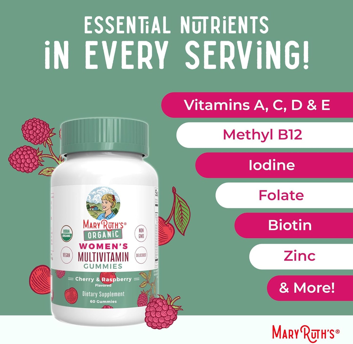 MaryRuth Organics Multivitamin for Women 14 | Women's Multivitamin Gummies for Immune Support| Skin Health | Sugar Free | Vegan | Non-GMO | 60 Count - Nirvana Guru