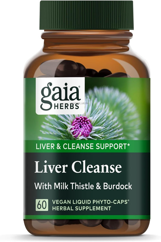 Gaia Herbs Liver Cleanse - Liver Health Support Herbal Supplement with Milk Thistle, Burdock, Turmeric Curcumin, Dandelion, and More - 60 Vegan Liquid Phyto-Caps (30 Servings) - Nirvana Guru