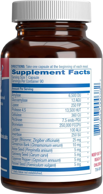 Plant Based Multi Digestive Enzymes Supplement - Clinically Formulated Digestion Supplement with Soothing Herbs and Enzymes for Women and Men for Protein Carb & Fat Digestive Complete (90ct) Nirvana Guru