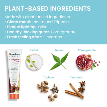 Himalaya Botanique Complete Care Toothpaste, Variety Pack - Fluoride Free Toothpaste for Clean Teeth & Fresh Breath - Vegan, Gluten Free, No Artificial Flavors, 5.29 oz (Pack of 4) - Nirvana Guru
