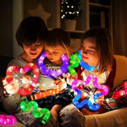Glow Sticks Camping Essentials for Toddlers-6 PCS Light Up Pop Tube Party Favors Toys Gifts for Kids Halloween,LED Bracelet Necklace Accessories,Fun Camp Games Activities Gear Stuff for Boys Girls nirvanaguru