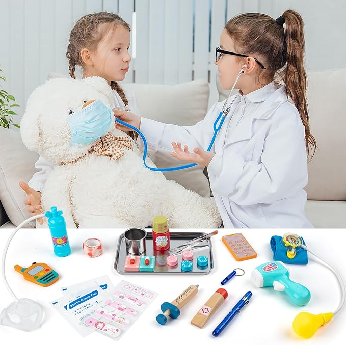 Sundaymot Doctor Kit for Kids, 34 Pcs Pretend Playset for Toddlers, Doctor kit for Toddlers 3-5, with Medical Bag, Stethoscope and Other Accessories, for Boys and Girls Fun Role Playing Game nirvanaguru