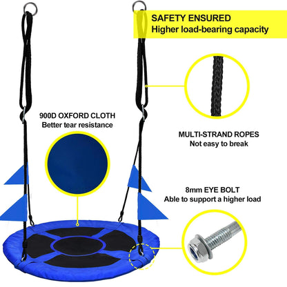 PACEARTH 40 Inch Saucer Tree Swing Flying 900lb Weight Capacity 2 Added Hanging Straps Adjustable Multi-Strand Ropes Colorful Safe and Durable Swing Seat for Children-Green Nirvana Guru