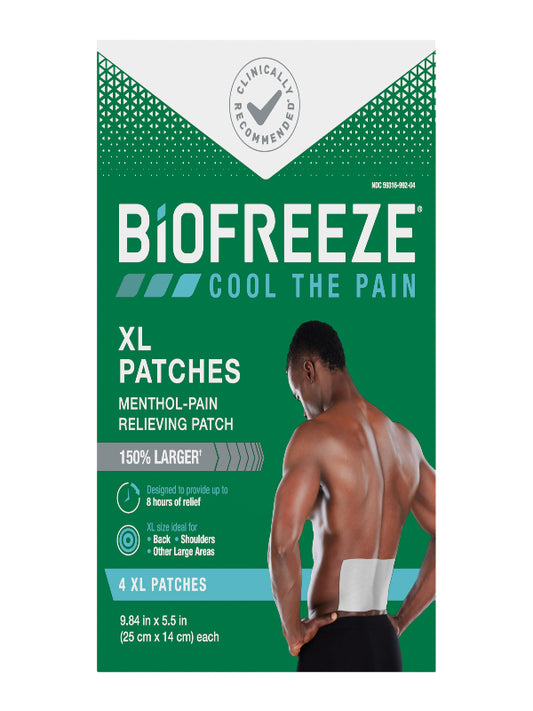 Biofreeze Large Pain Relief Patches, Menthol Pain Patches for Lower Back, Neck, Knee, & Shoulder, Comfortable & Flexible Fabric Stays in Place, FSA Eligible, 5 ct