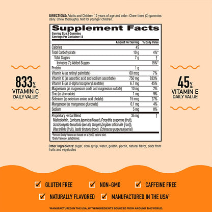 Airborne 750mg Vitamin C Immune Support Supplement Gummies for Adults, Zesty Orange Flavor, Gluten Free Crafted Blend with Powerful Antioxidants Vitamins C & E, 42 Gummies (2 Pack) Nirvana Guru